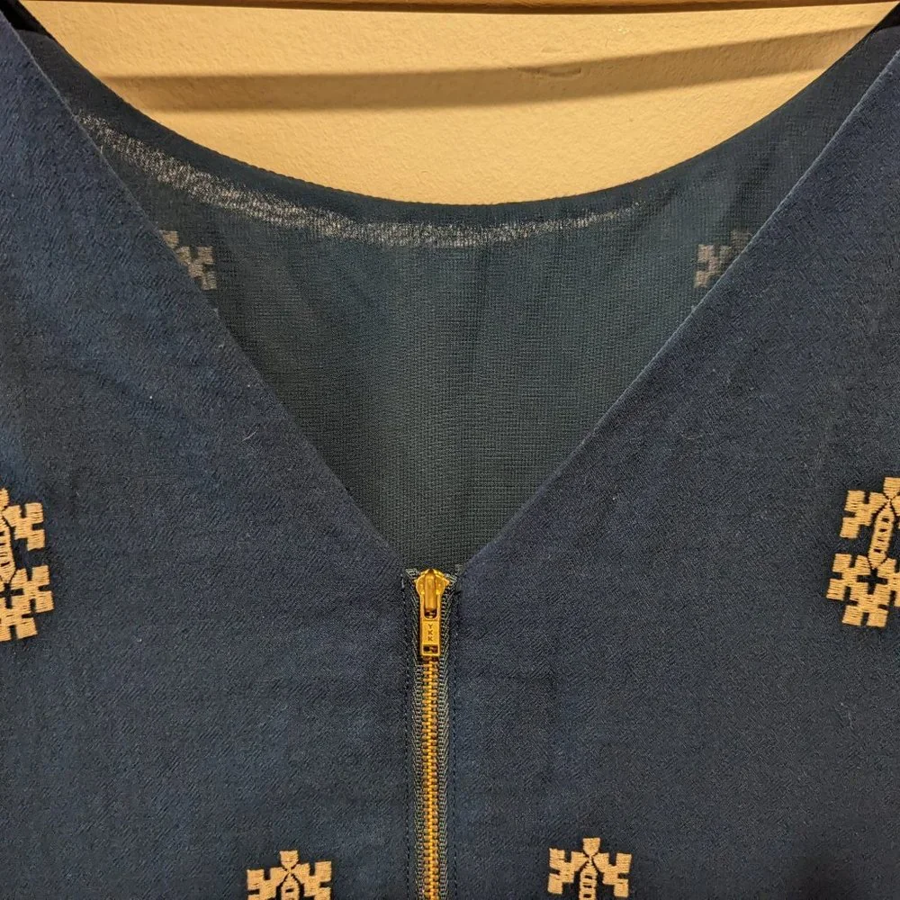 Anthropologie Floreat Teal Embroidered "Avian Myth" Shift Dress - Picture 9 of 12